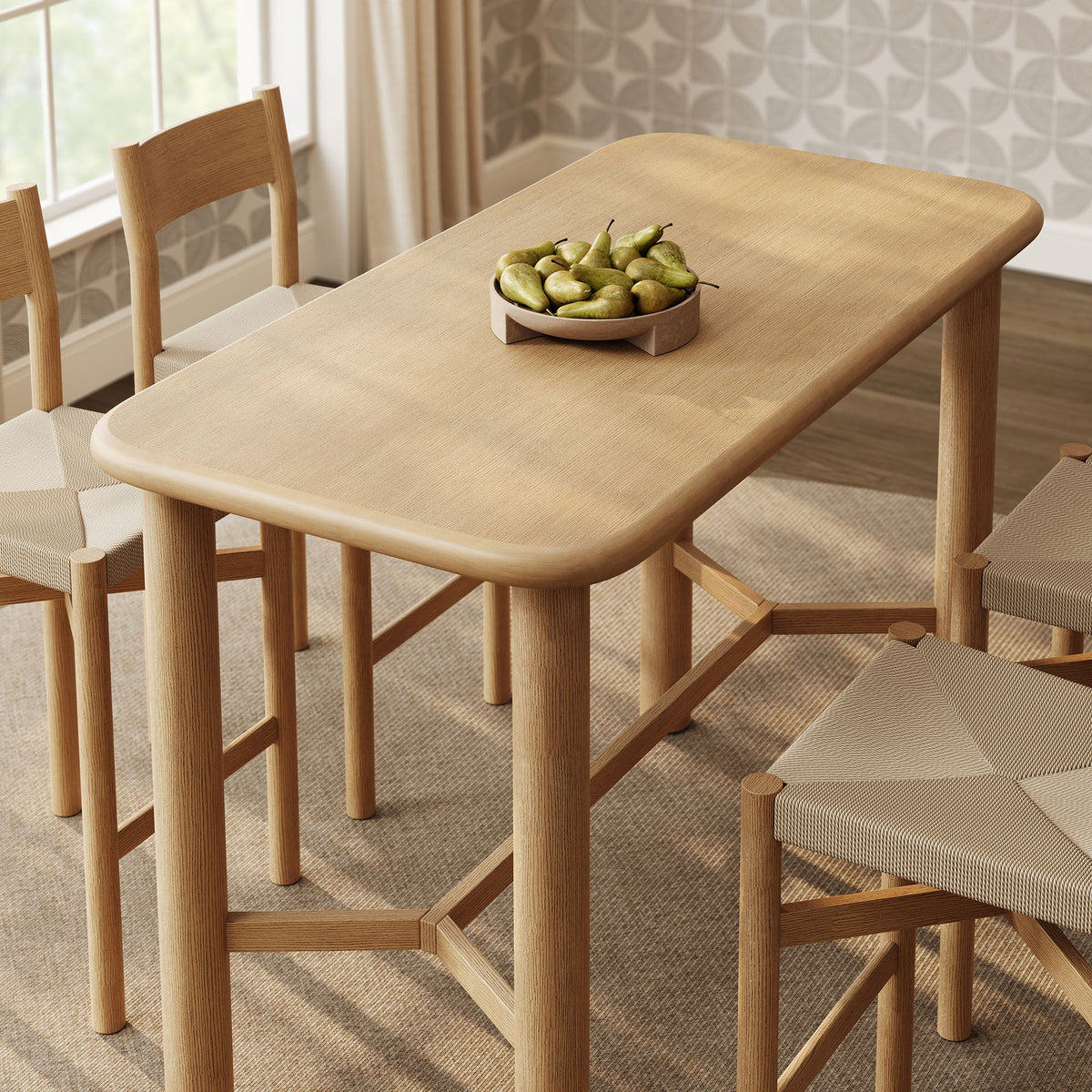 Alvia 5-Piece Rectangular Oak Wood Bar Table With Bar Stools Set by Modway, photo 16 of 16