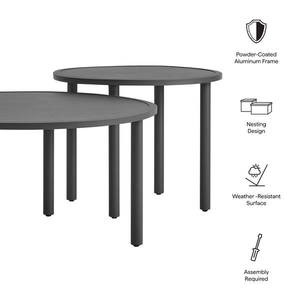 Porta 2 Piece Nesting Outdoor Patio Aluminum Coffee Table Set by Modway, photo 2 of 16