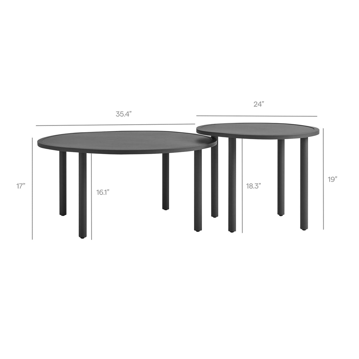 Porta 2 Piece Nesting Outdoor Patio Aluminum Coffee Table Set by Modway, photo 3 of 16
