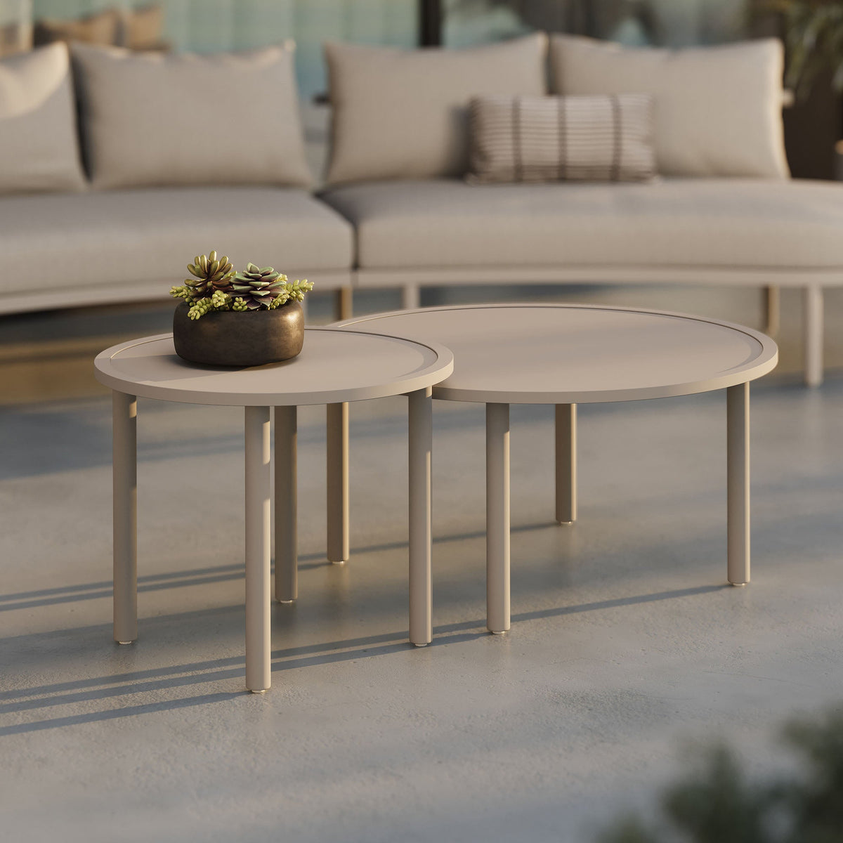 Porta 2 Piece Nesting Outdoor Patio Aluminum Coffee Table Set by Modway, photo 15 of 16