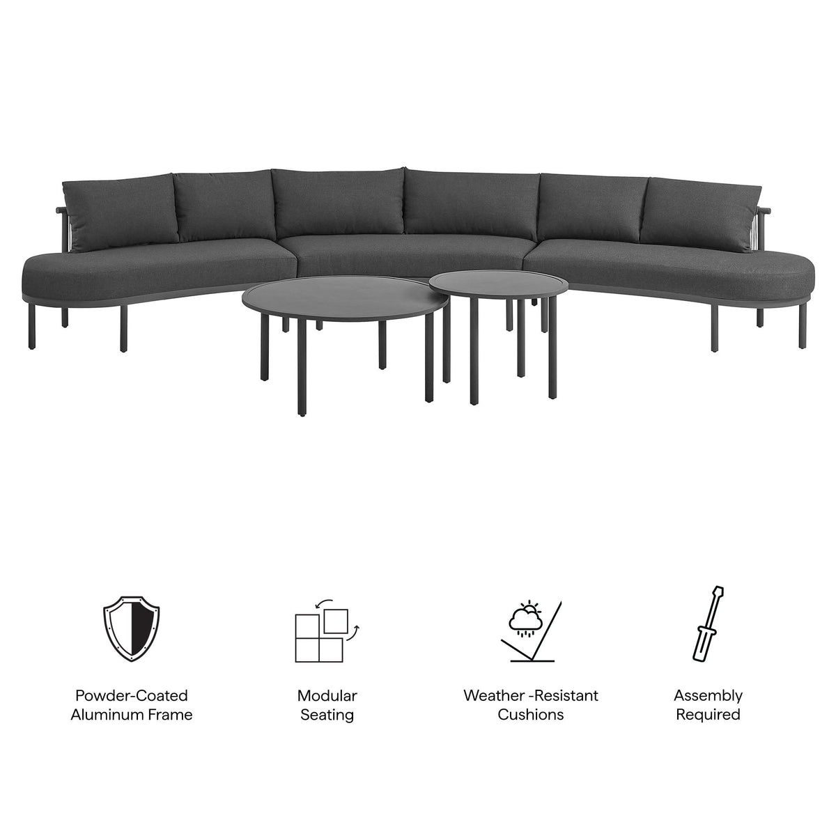 Porta 5 Piece Outdoor Patio Aluminum Modular Sofa Set by Modway, photo 2 of 34