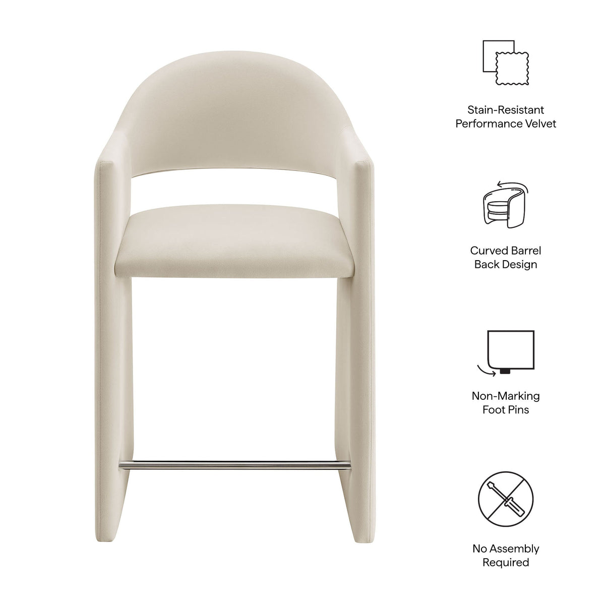 Talia 37 Inch Performance Velvet Counter Stool by Modway, photo 2 of 40
