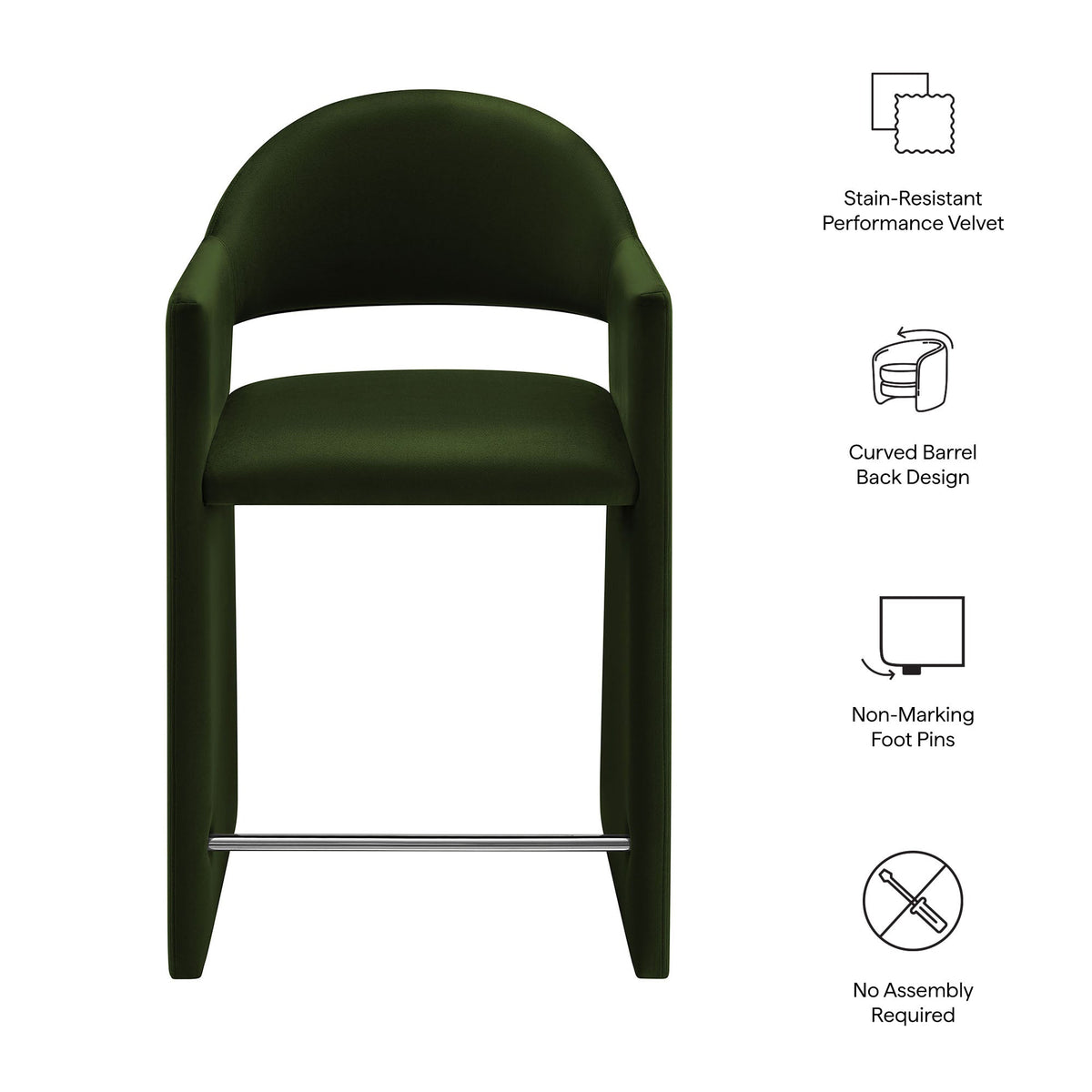 Talia 37 Inch Performance Velvet Counter Stool by Modway, photo 20 of 40