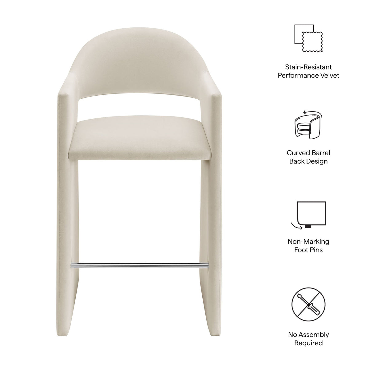 Talia 41 Inch Performance Velvet Bar Stool by Modway, photo 2 of 40