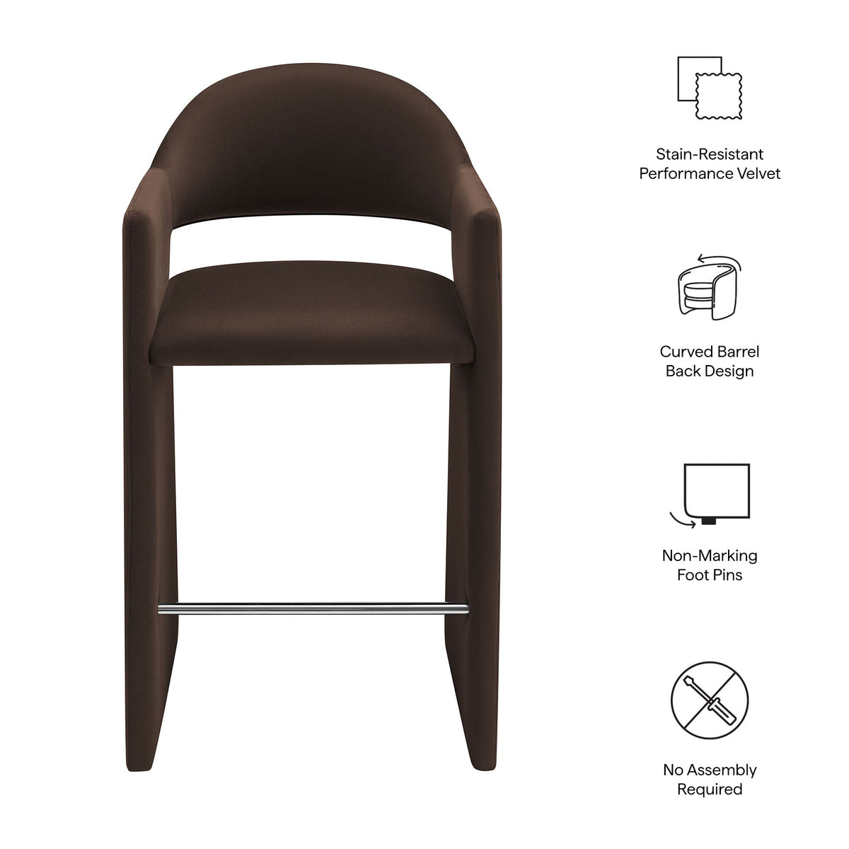 Talia 41 Inch Performance Velvet Bar Stool by Modway, photo 11 of 40