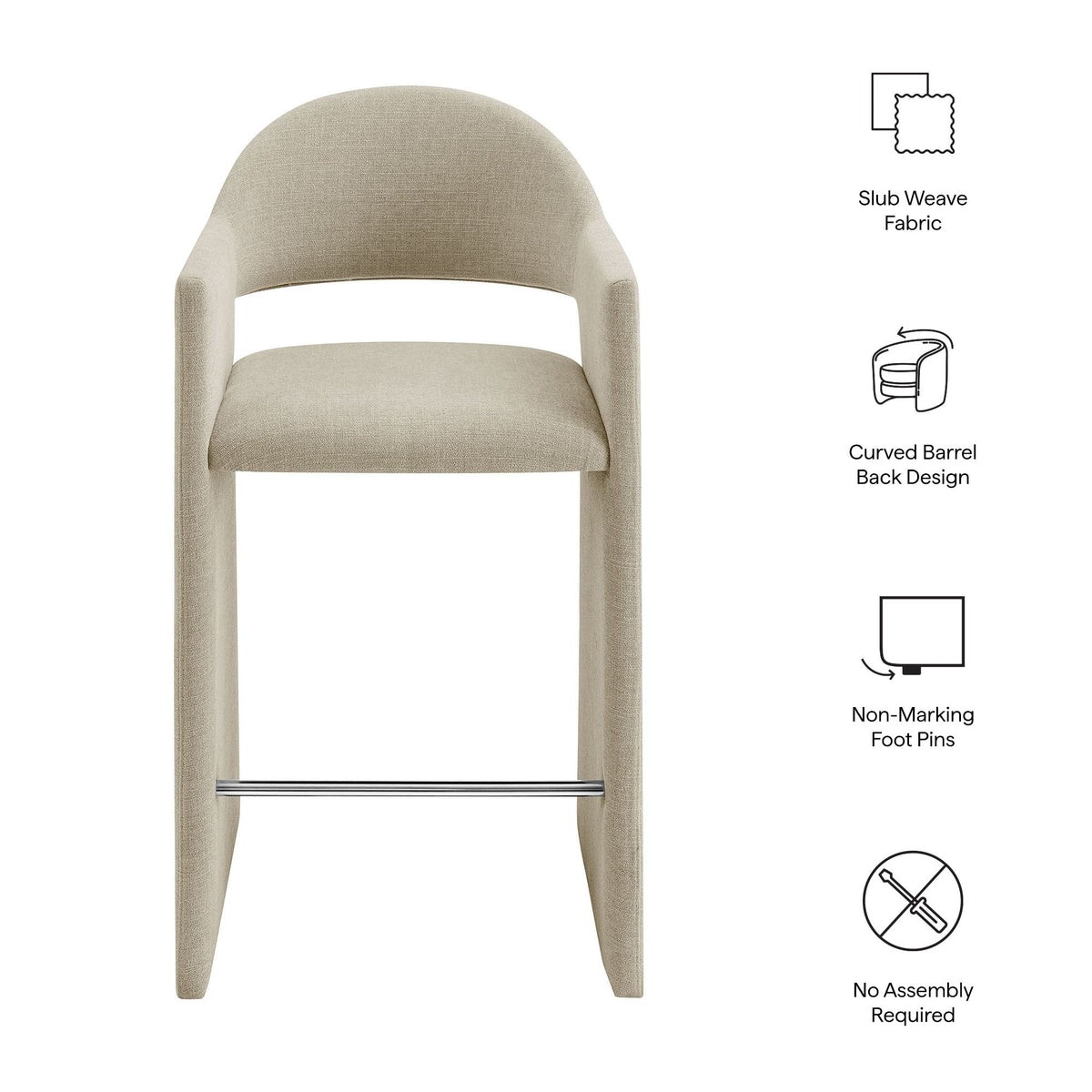 Talia 41 Inch Upholstered Fabric Bar Stool by Modway, photo 11 of 27