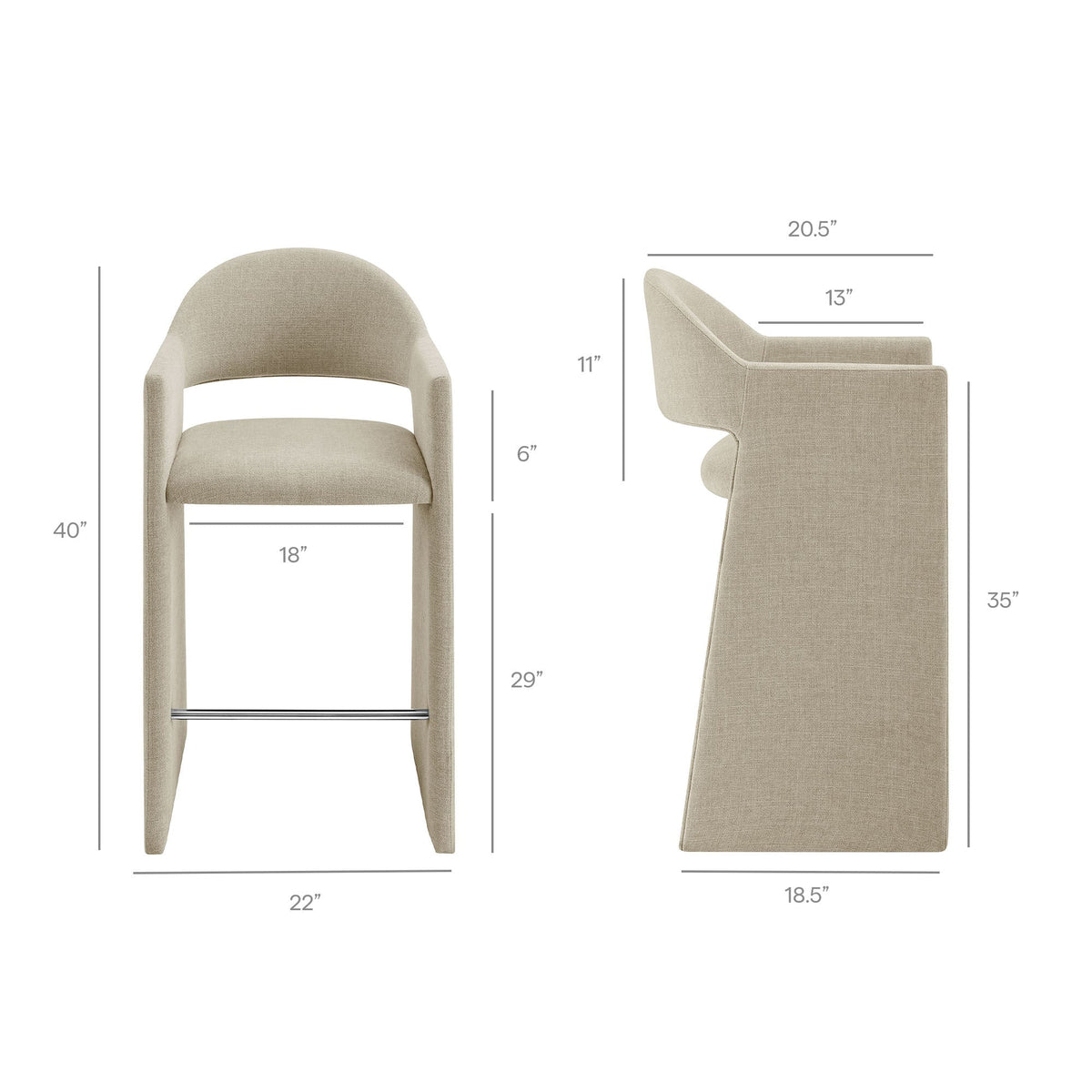 Talia 41 Inch Upholstered Fabric Bar Stool by Modway, photo 12 of 27