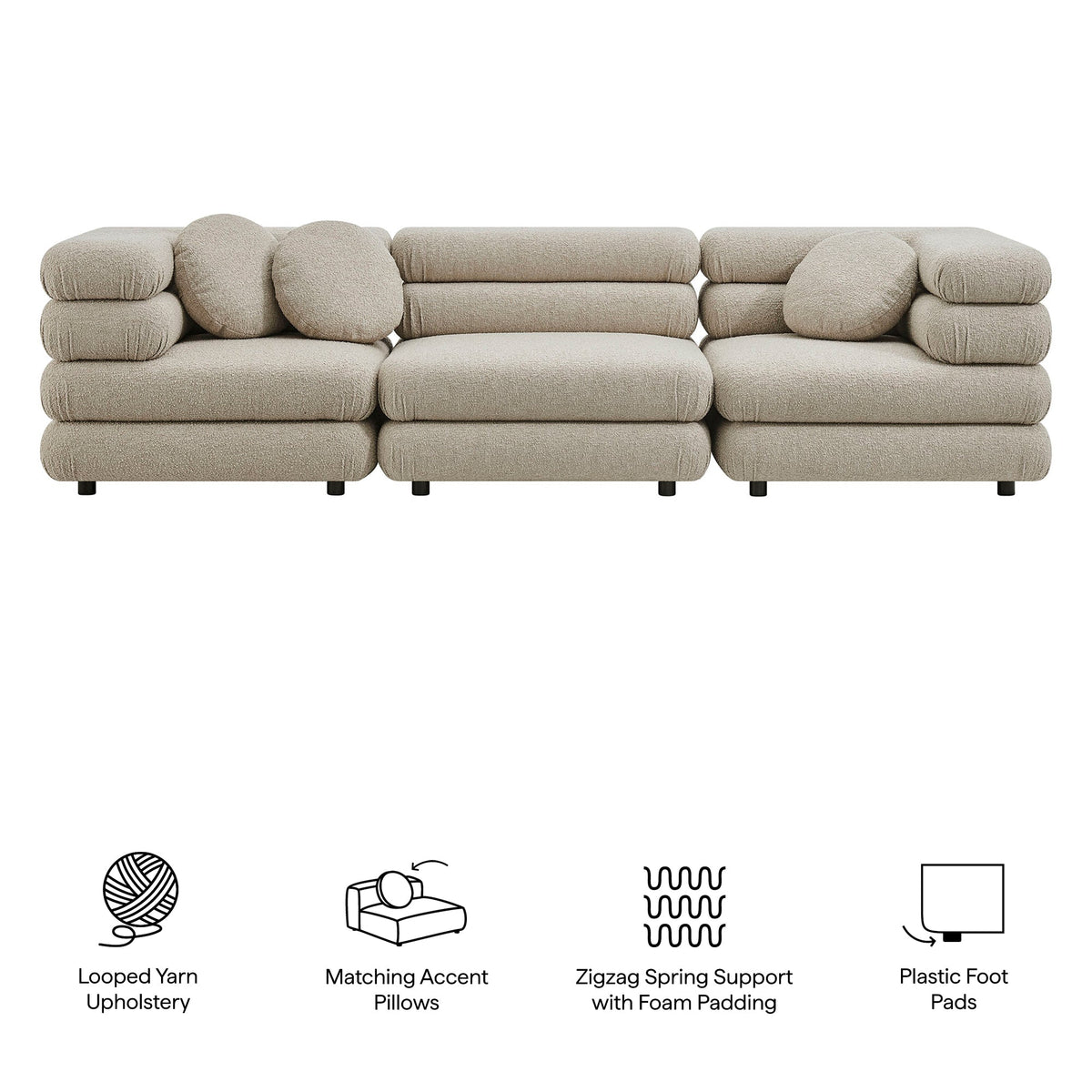 Jubilee 3-Piece Upholstered 3-Piece Modular Sofa Set by Modway, photo 2 of 28