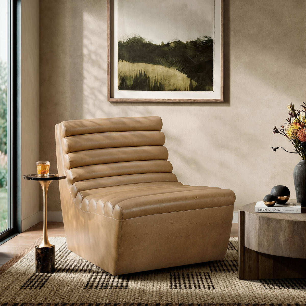Corbin Vegan Leather Armless Accent Chair by Modway, photo 8 of 9