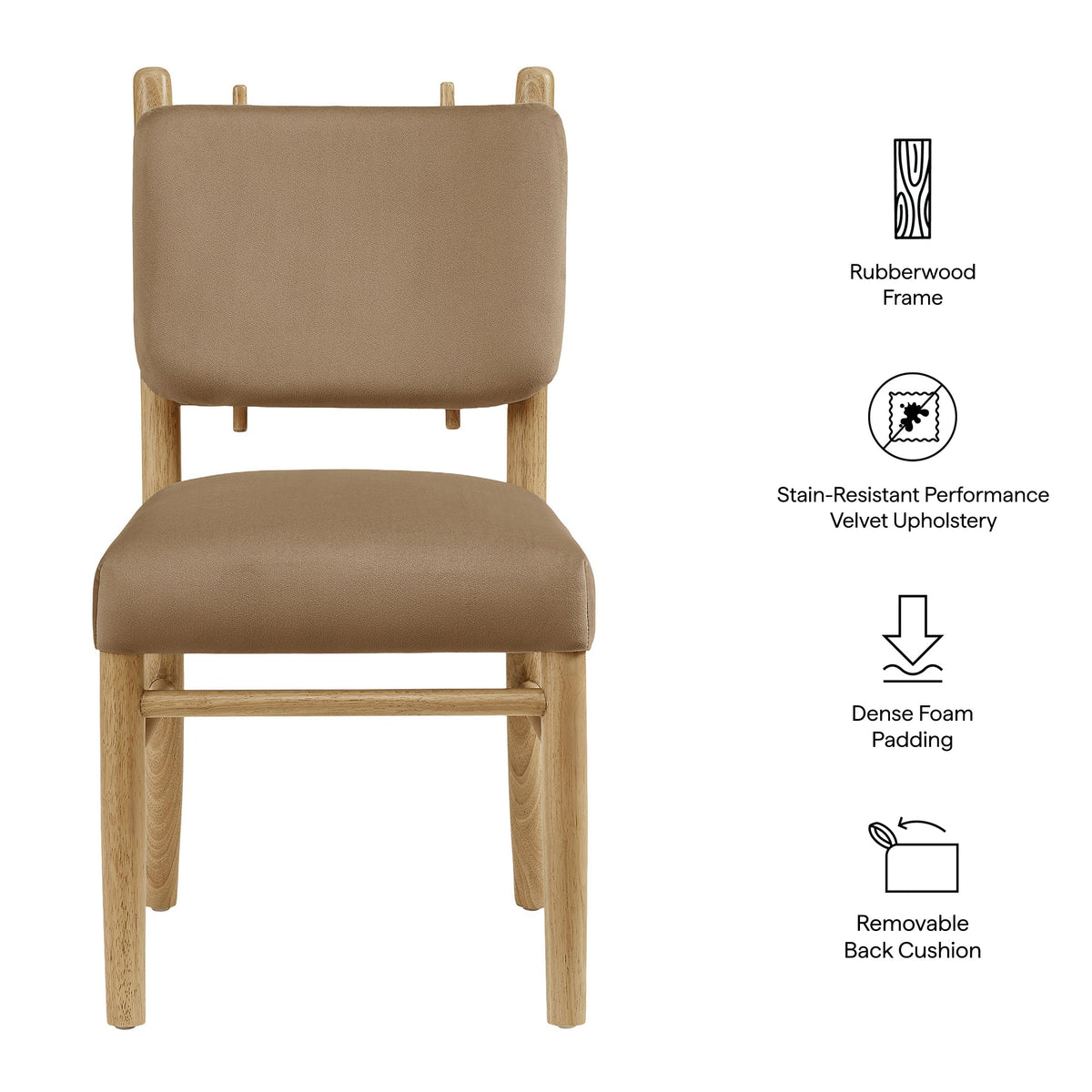 Mauden Performance Velvet Dining Side Chairs Set of 2 by Modway, photo 12 of 20