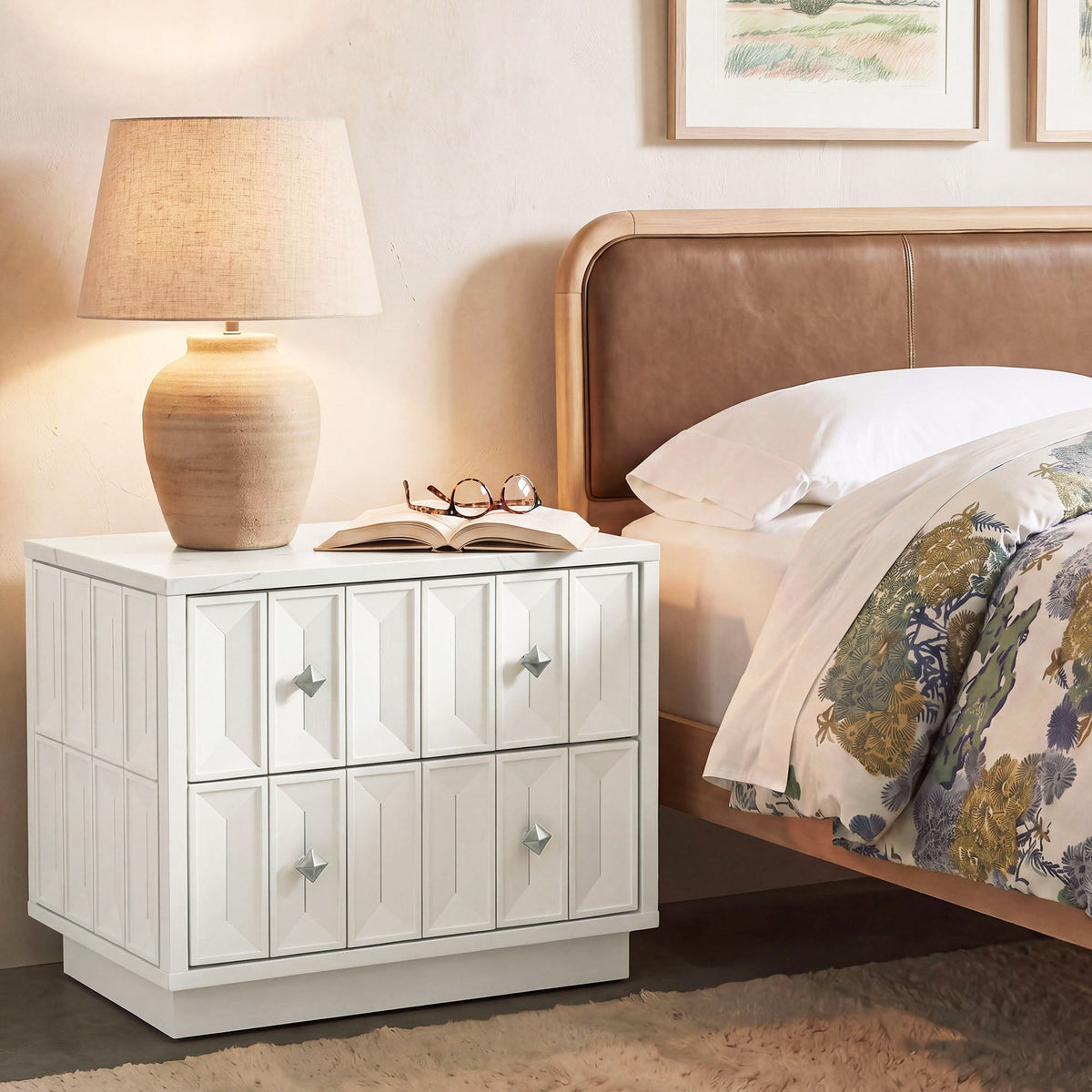 Mabry 23 Inch Geometric Faceted Two Drawer Nightstand by Modway, photo 38 of 40