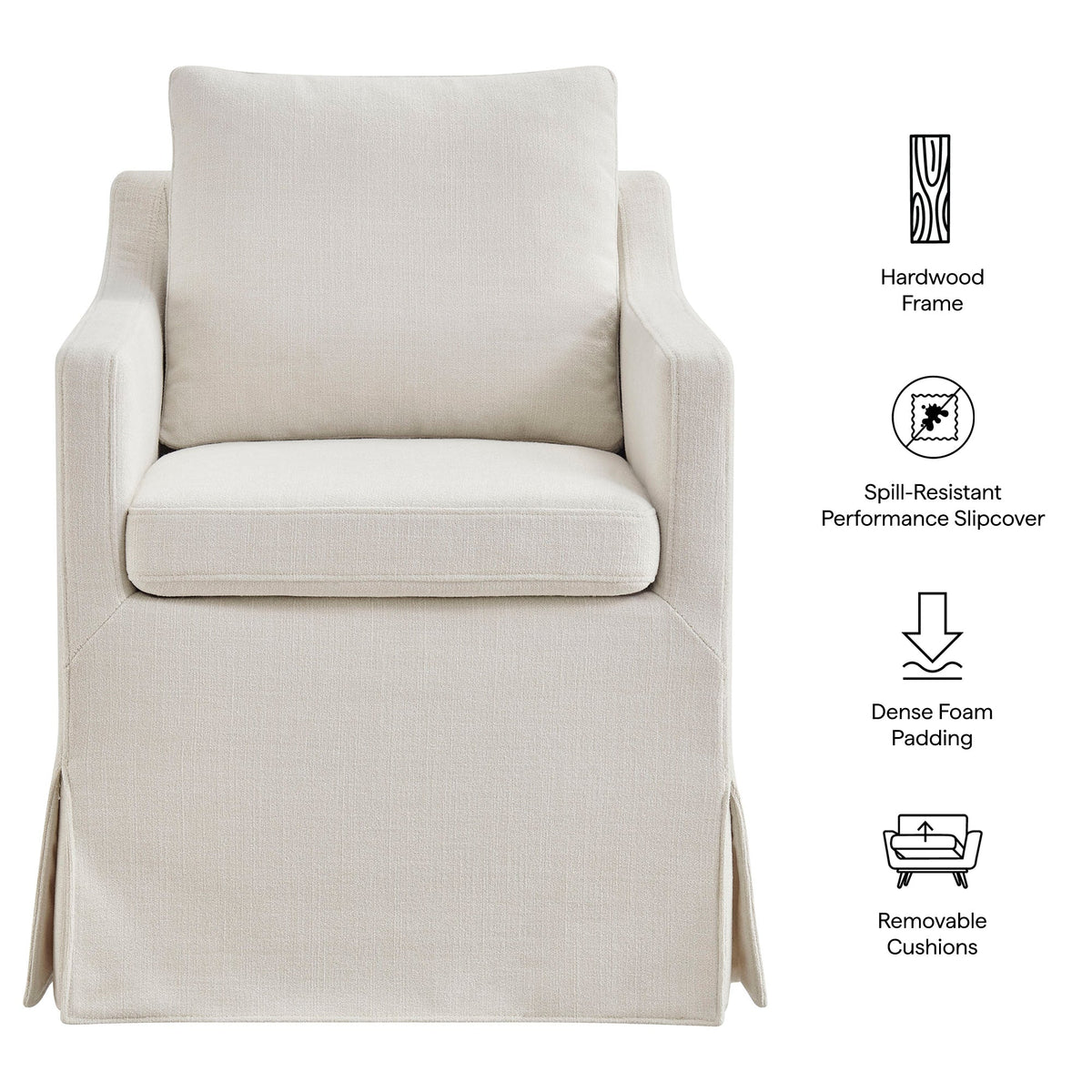 Serene Slipcovered Performance Fabric Dining Armchair by Modway, photo 32 of 40