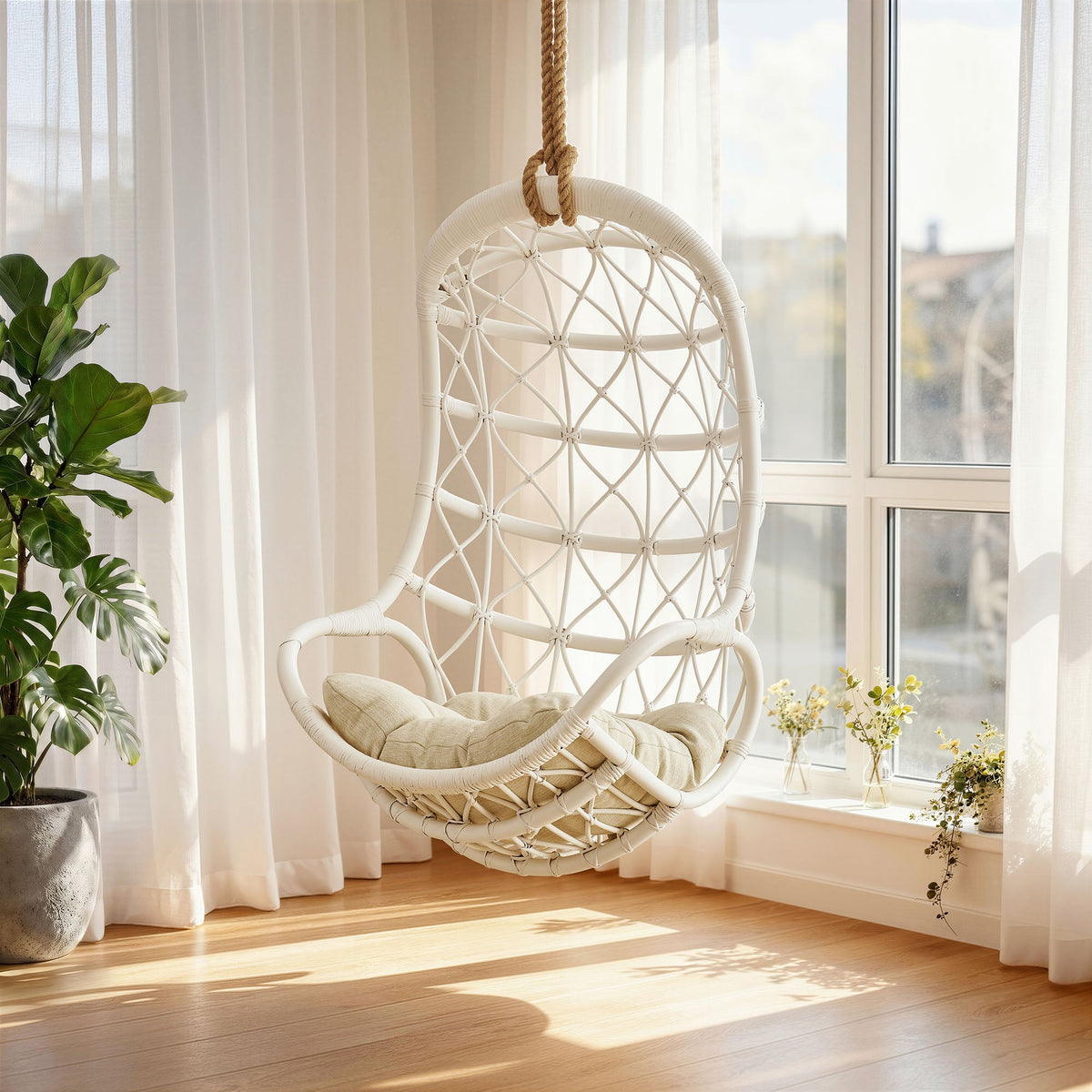Tamarind Natural Rattan Hanging Chair by Modway, photo 17 of 27