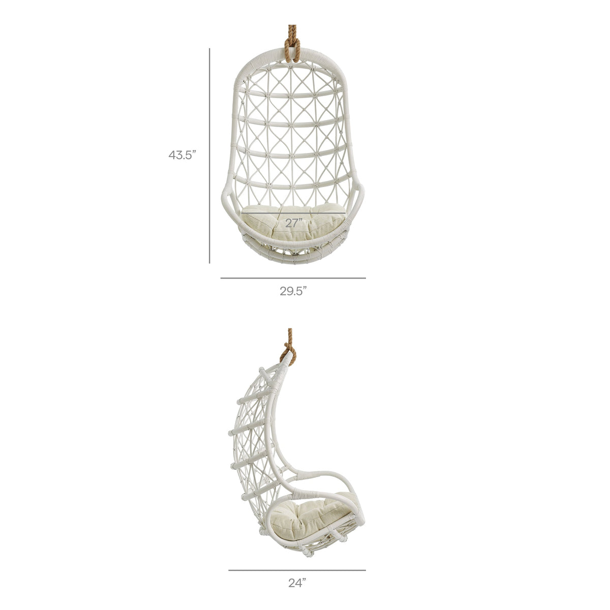 Tamarind Natural Rattan Hanging Chair by Modway, photo 12 of 27