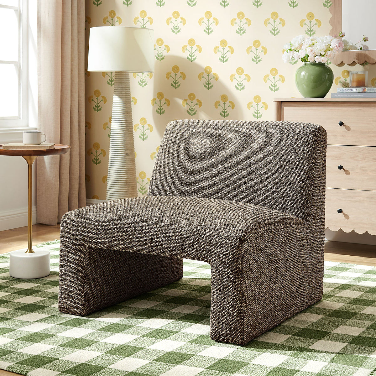 Amita Lattice Boucle Upholstered Armless Accent Chair by Modway, photo 8 of 18