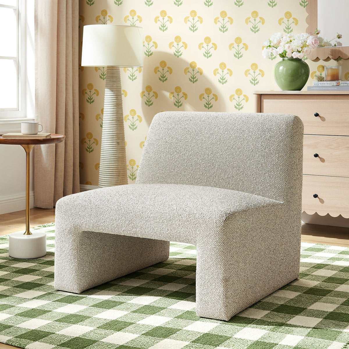 Amita Lattice Boucle Upholstered Armless Accent Chair by Modway, photo 17 of 18