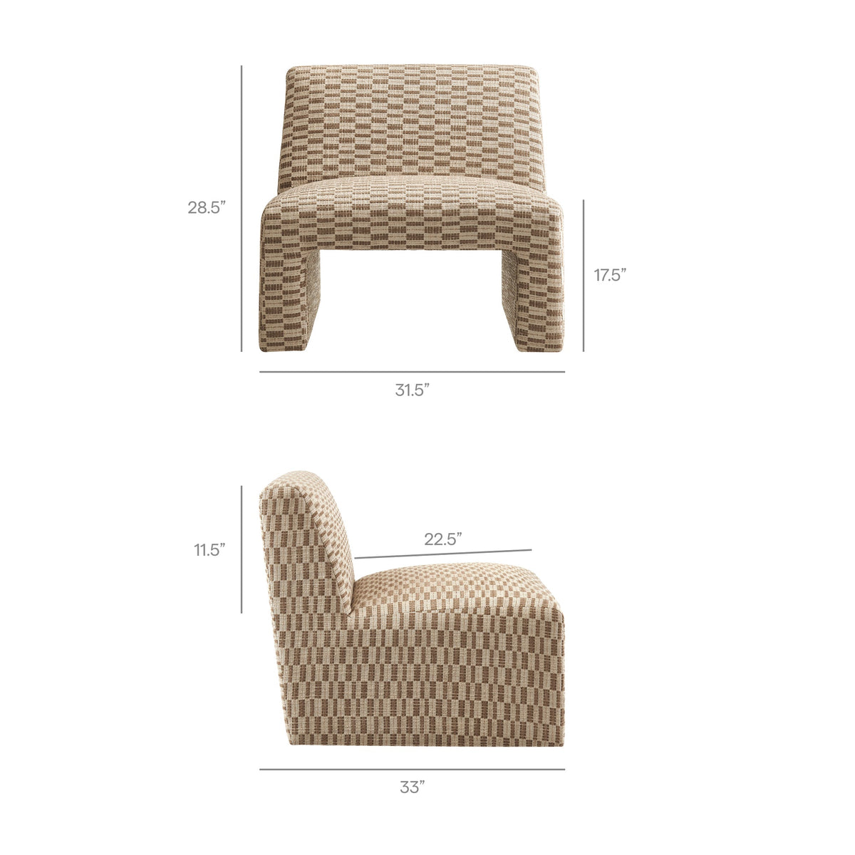 Amita Checked Woven Fabric Armless Accent Chair by Modway, photo 3 of 18