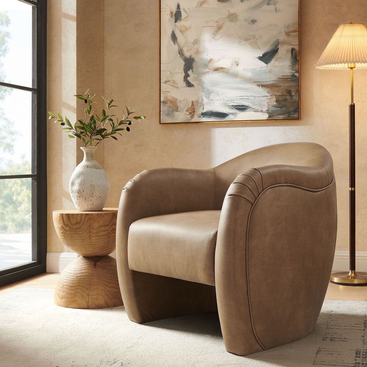 Compose Barrel Vegan Leather Accent Chair by Modway, photo 35 of 36
