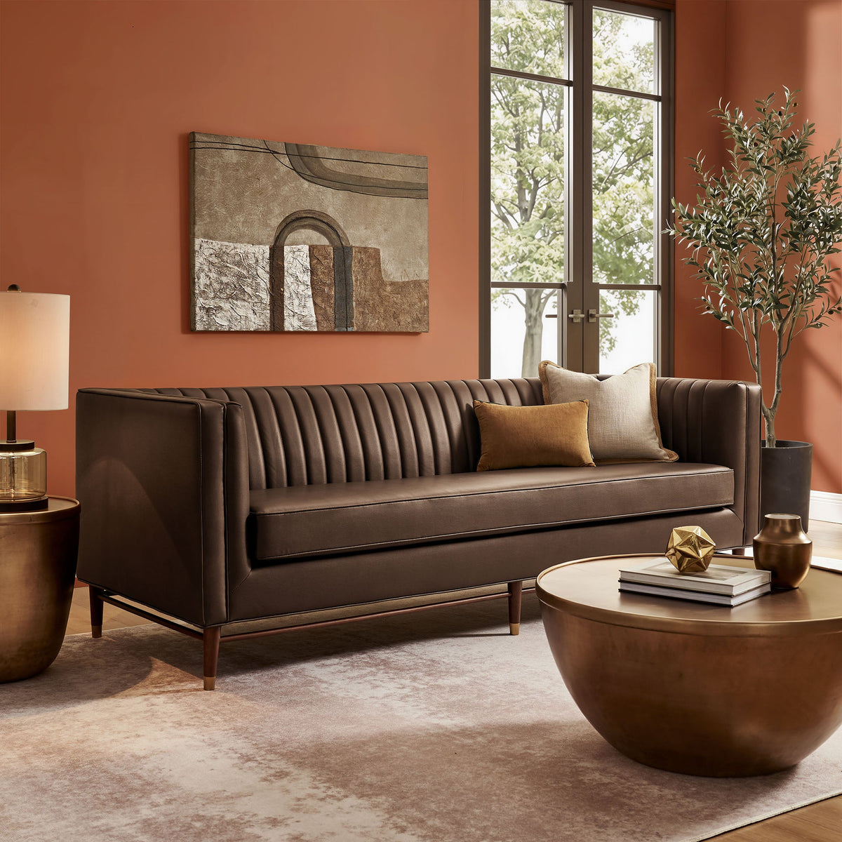 Devote 93 Inch Vegan Leather Channel Tufted Sofa by Modway, photo 8 of 18