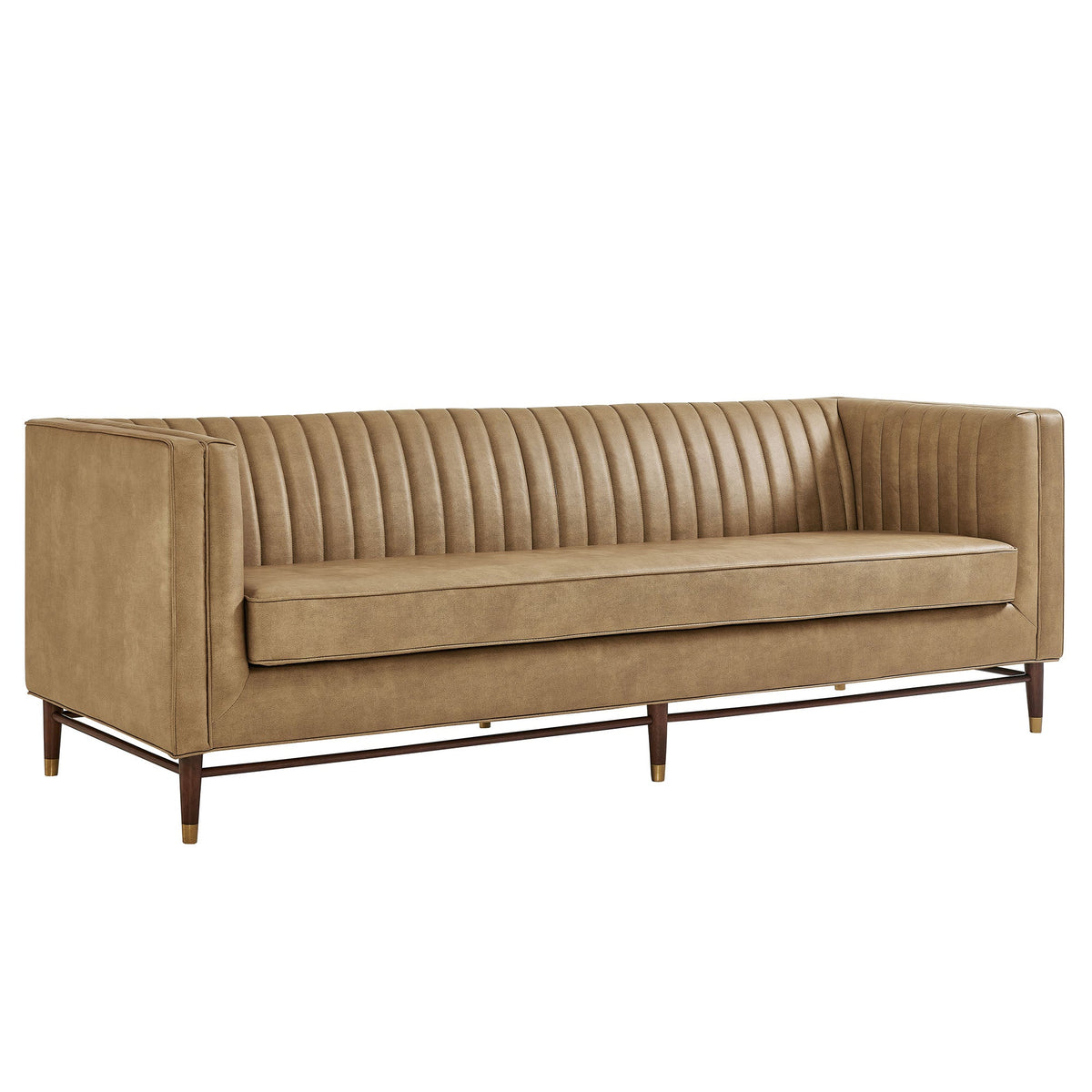 Devote 93 Inch Vegan Leather Channel Tufted Sofa by Modway, photo 10 of 18