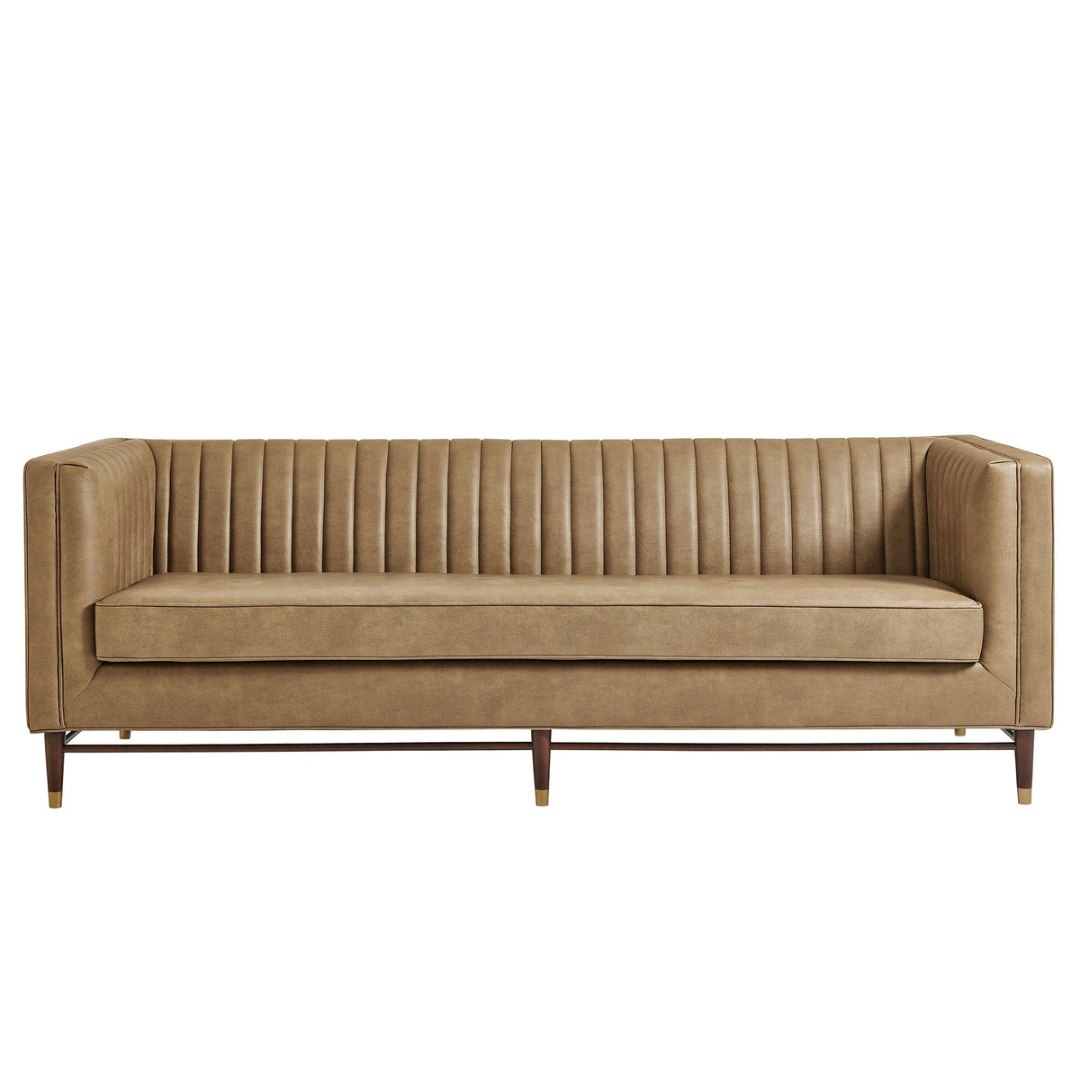 Devote 93 Inch Vegan Leather Channel Tufted Sofa by Modway, photo 15 of 18