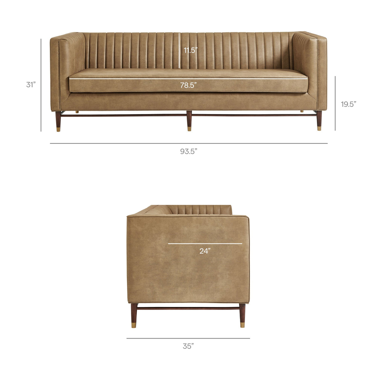 Devote 93 Inch Vegan Leather Channel Tufted Sofa by Modway, photo 12 of 18