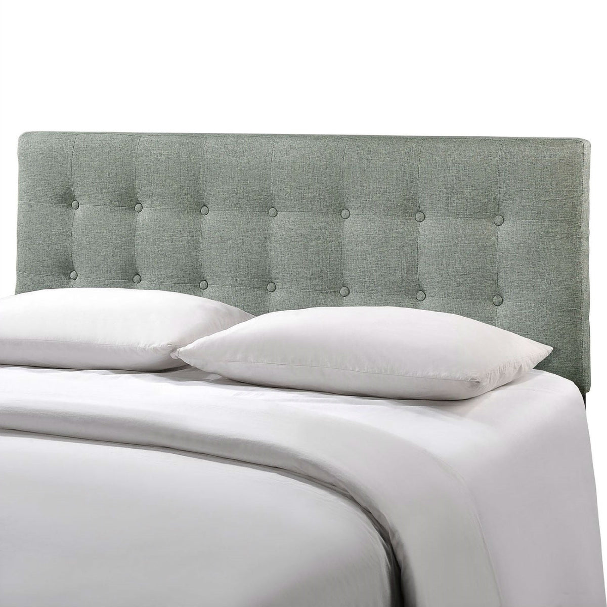 Full size Grey Fabric Button-Tufted Upholstered Headboard, photo 2 of 3