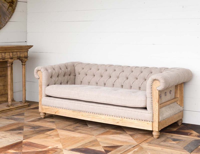 Lovecup Hillshire Washed Gray Tufted Sofa L664