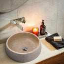 GMSTONE Beige Travertine Handcrafted Bathroom Vessel Sink 16 Inch