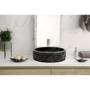 Black Marble Handcrafted Vessel Bathroom Sink 16 Inch Diameter Combed Finish
