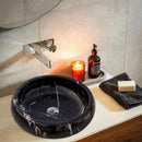 Toros Turkish Black Marble Polished Round Vessel Sink 16x5