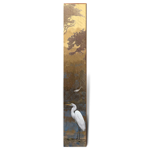 Egret at Dusk Large | Wall Art Print on Real Wood