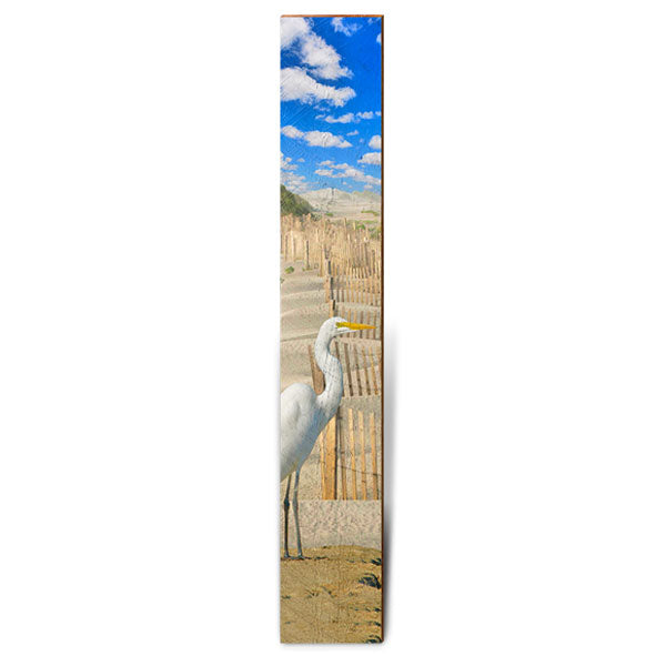 Egret on Sand Dunes Large | Wall Art Print on Real Wood