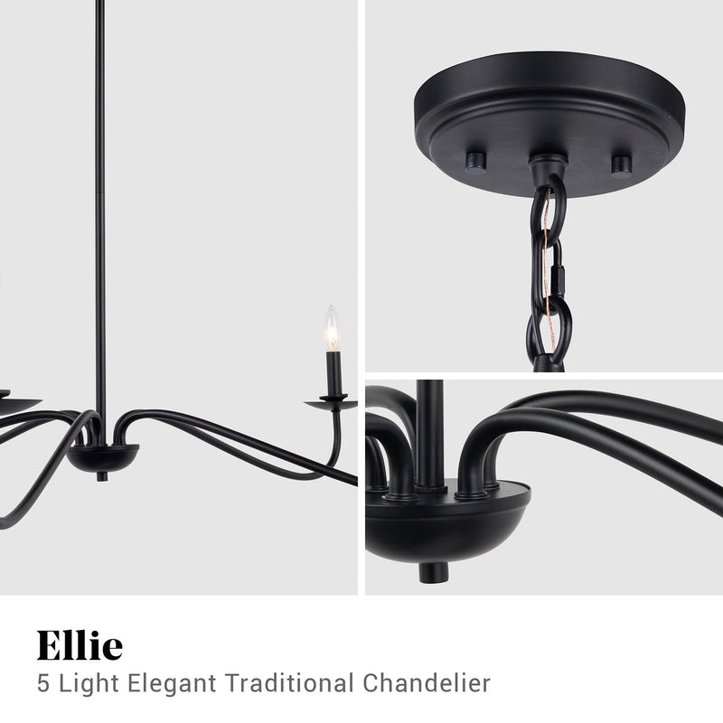 Ellie 5-Light Elegant Industrial Dimmable Chandelier