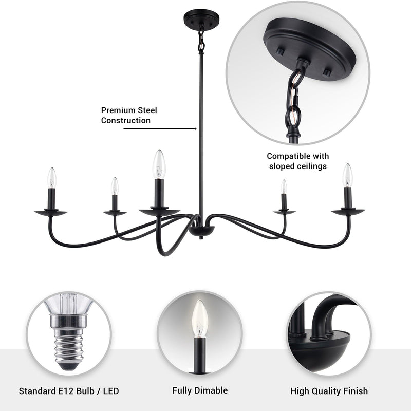 Ellie 5-Light Elegant Industrial Dimmable Chandelier