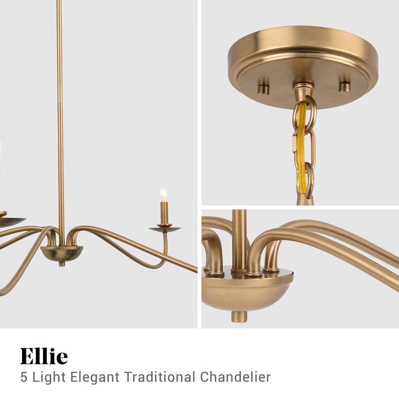 Ellie 5-Light Elegant Industrial Dimmable Chandelier