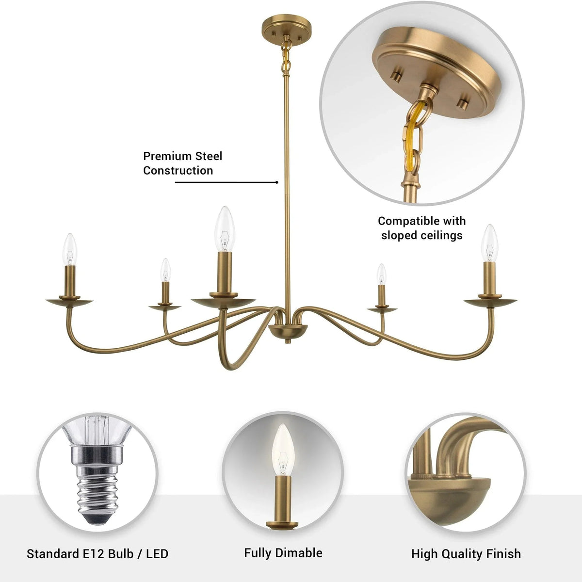 Ellie 5-Light Elegant Industrial Dimmable Chandelier, photo 15 of 20