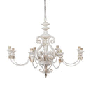 Rustic French Country Chandelier with Gold Leaf Accents