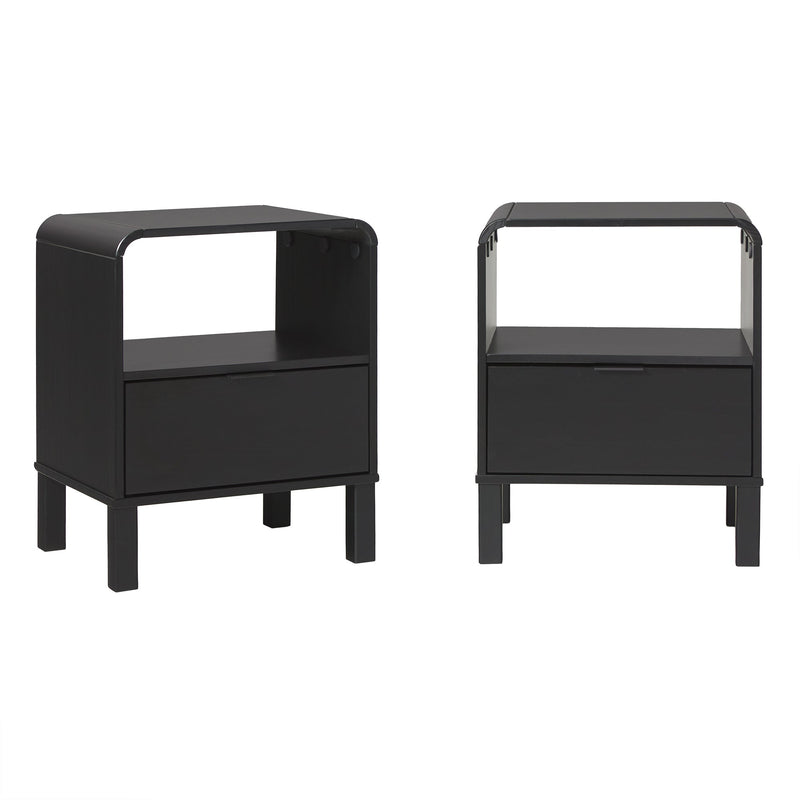 Elias Modern Curved-Frame Solid Wood Nightstand