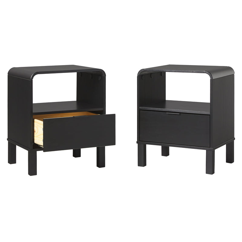 Elias Modern Curved-Frame Solid Wood Nightstand