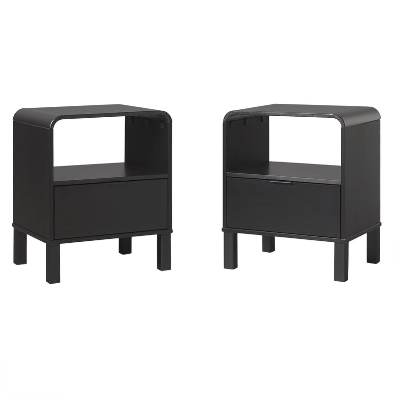 Elias Modern Curved-Frame Solid Wood Nightstand