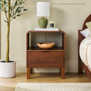 Elias Modern Curved-Frame Solid Wood Nightstand