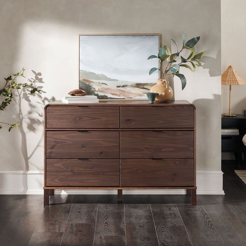 Elias 6-Drawer Contemporary Dresser with Curved Top