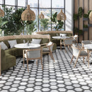 White Black 9x10 Matte Hexagon Porcelain Tile (18 pack, 8.07 sq ft/case)