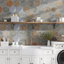 Burnt Umber Brown Gray 9x10 Matte Hexagon Porcelain Tile (18 pack, 8.07 sq ft/case)