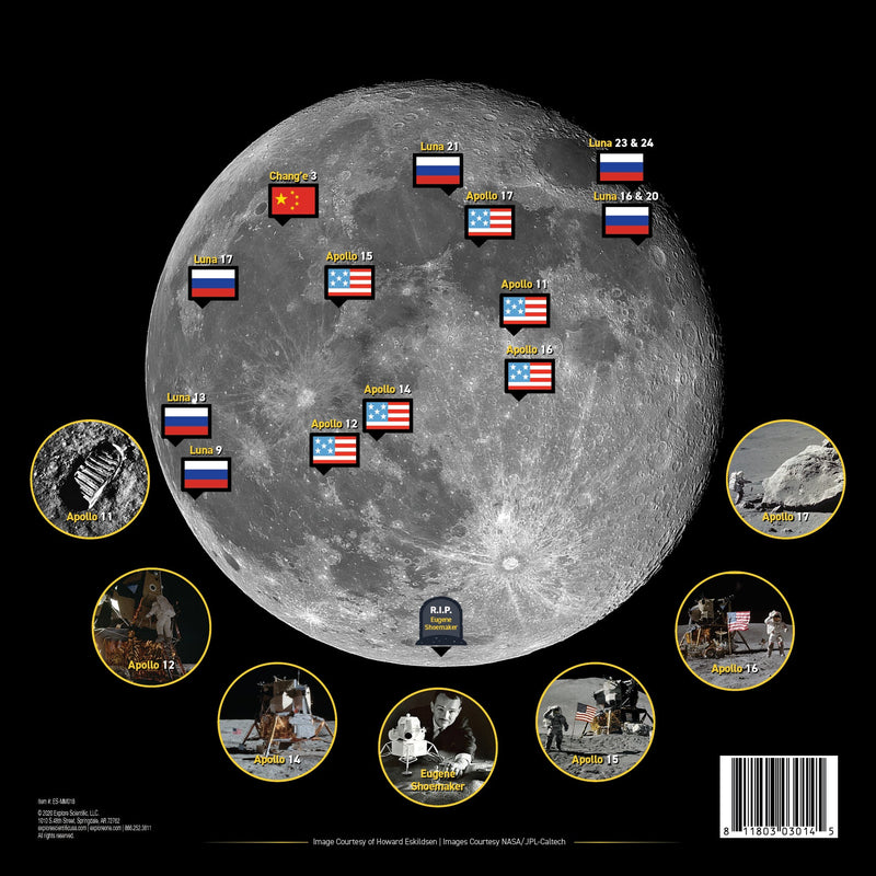 Moon Crater Map (2-Sided), packed in its shipping crate