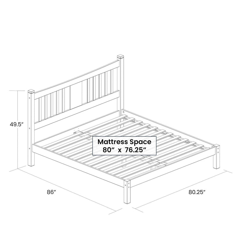 King Size Farmhouse Style Solid Wood Platform Bed with Headboard in Espresso, photo 5 of 5