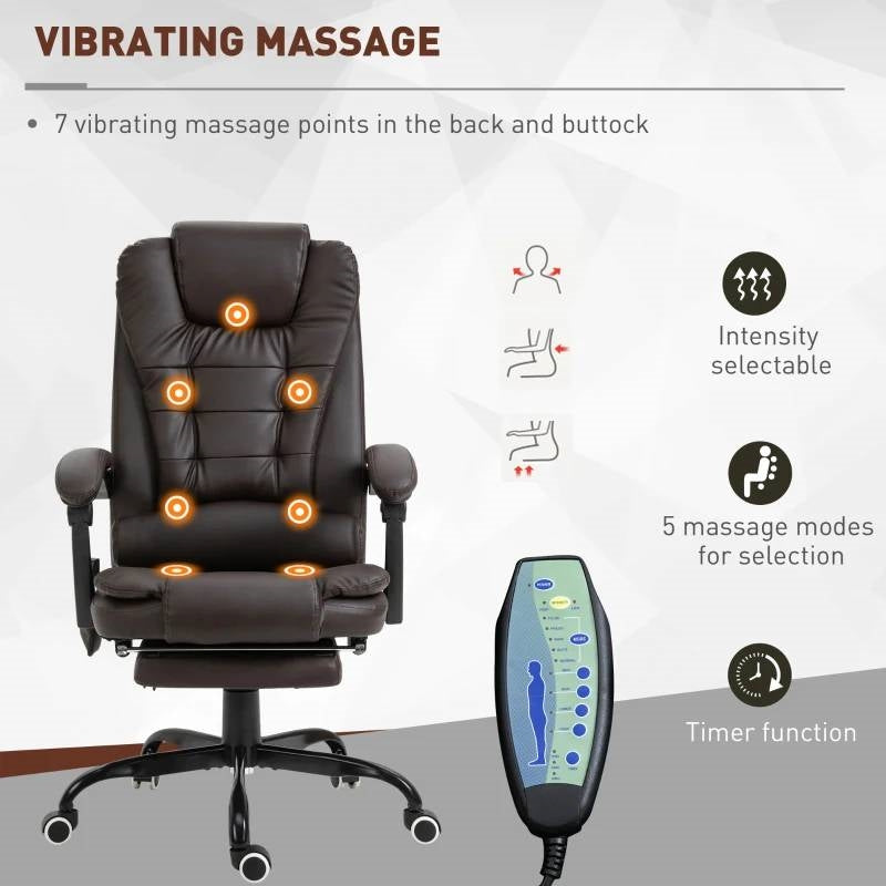 Espresso 7 Mode Vibrating High Back Executive Massage Adjustable Office Chair, photo 3 of 5