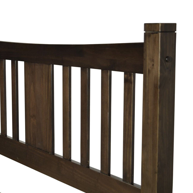 Queen Size Farmhouse Style Solid Wood Platform Bed with Headboard in Espresso, photo 4 of 5