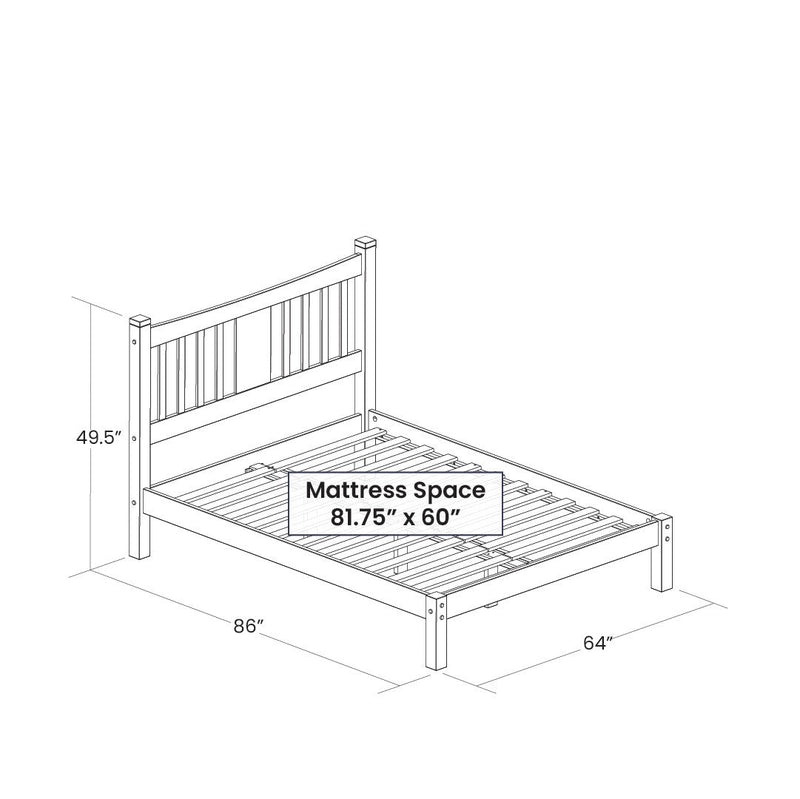 Queen Size Farmhouse Style Solid Wood Platform Bed with Headboard in Espresso, photo 5 of 5